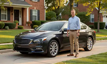 Car delivered to a driveway in Washington, District of Columbia, United States