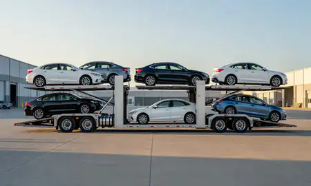 Car transporter parked in an industrial area of Washington, District of Columbia, United States