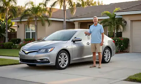 Car delivered to a driveway in Florida, United States