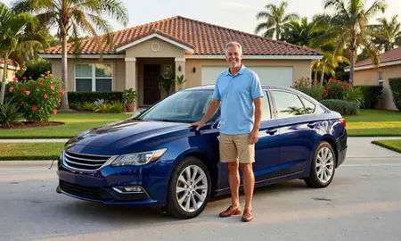 Customer with their delivered car in Bonita Springs, Florida, United States
