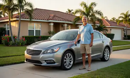 Car delivered to a driveway in Bonita Springs, Florida, United States
