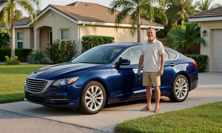 Car delivered to a driveway in Cape Coral, Florida, United States