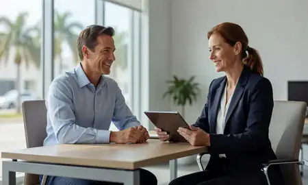 Customer discussing car shipping options in Cape Coral, Florida, United States