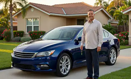 Car delivered to a driveway in Clearwater, Florida, United States