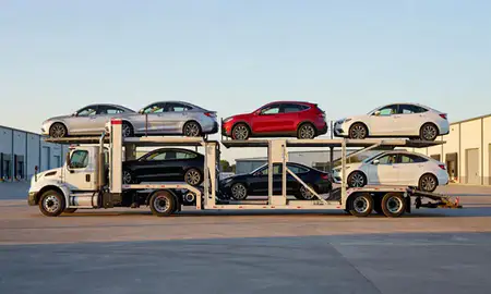 Car transporter parked in an industrial area of Clearwater, Florida, United States