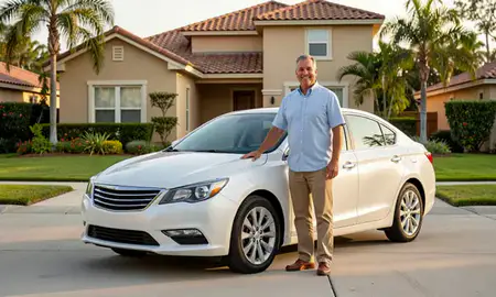 Customer with their delivered car in Coral Springs, Florida, United States