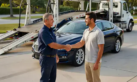 Vehicle owner beside their delivered car in Coral Springs, Florida, United States