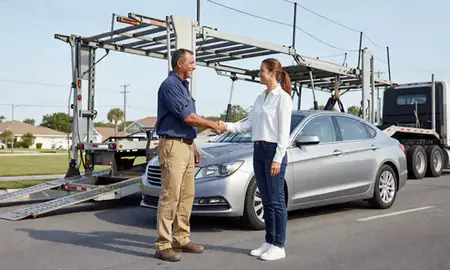 Vehicle owner beside their delivered car in Deltona, Florida, United States