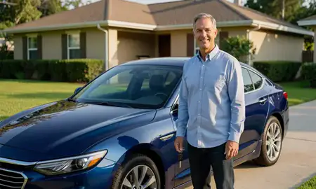Car delivered to a driveway in Gainesville, Florida, United States