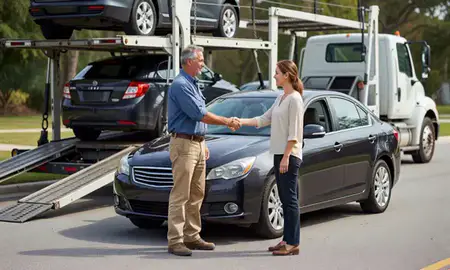 Vehicle owner beside their delivered car in Gainesville, Florida, United States