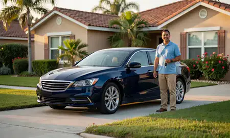 Car delivered to a driveway in Hialeah, Florida, United States