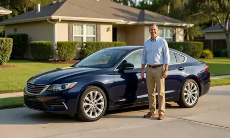 Car delivered to a driveway in Jacksonville, Florida, United States