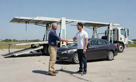 Vehicle owner beside their delivered car in Jacksonville, Florida, United States