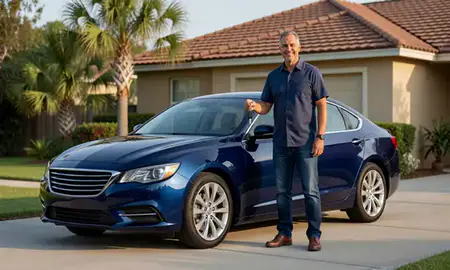 Car delivered to a driveway in Kissimmee, Florida, United States