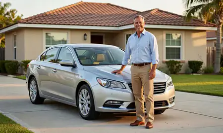 Customer with their delivered car in Lakeland, Florida, United States