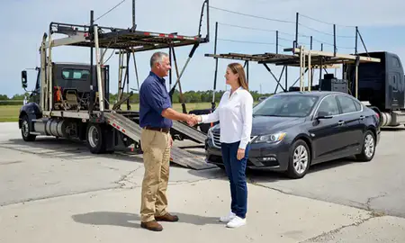 Vehicle owner beside their delivered car in Lakeland, Florida, United States