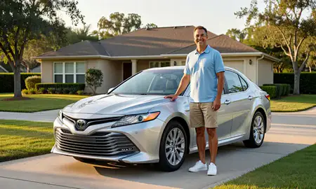 Customer with their delivered car in Leesburg, Florida, United States