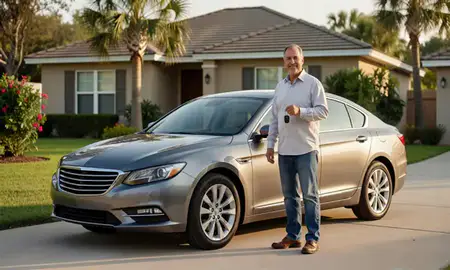 Car delivered to a driveway in Lehigh Acres, Florida, United States