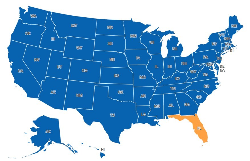 Map of Florida, USA