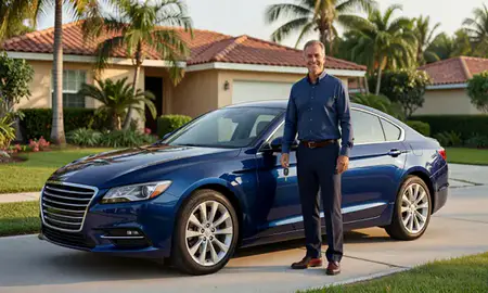 Car delivered to a driveway in Miami, Florida, United States