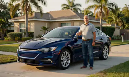 Car delivered to a driveway in Miramar, Florida, United States