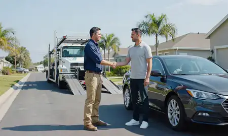 Vehicle owner beside their delivered car in Miramar, Florida, United States
