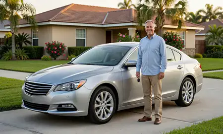 Car delivered to a driveway in Palm Bay, Florida, United States