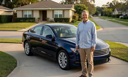 Car delivered to a driveway in Panama City, Florida, United States