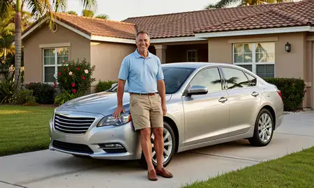 Customer with their delivered car in Pembroke Pines, Florida, United States