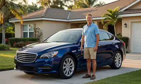 Car delivered to a driveway in Pembroke Pines, Florida, United States