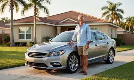 Customer with their delivered car in Pensacola, Florida, United States