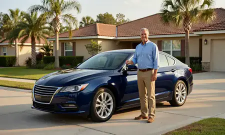 Car delivered to a driveway in Pensacola, Florida, United States