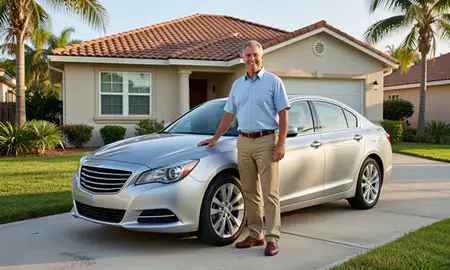 Customer with their delivered car in Port St. Lucie, Florida, United States