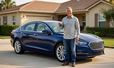 Car delivered to a driveway in Port St. Lucie, Florida, United States