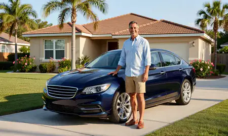 Customer with their delivered car in Spring Hill, Florida, United States