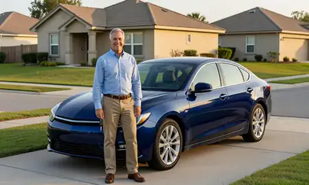 Car delivered to a driveway in Spring Hill, Florida, United States