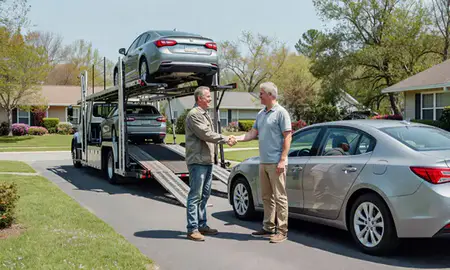 Vehicle owner beside their delivered car in Spring Hill, Florida, United States