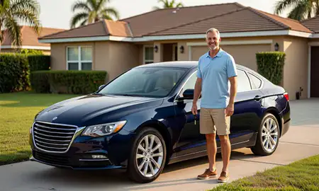 Car delivered to a driveway in St. Petersburg, Florida, United States
