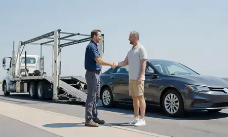 Vehicle owner beside their delivered car in St. Petersburg, Florida, United States