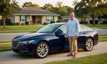 Car delivered to a driveway in Tallahassee, Florida, United States