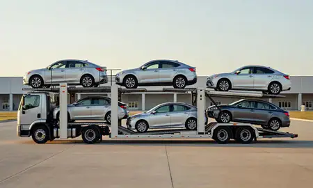 Car transporter parked in an industrial area of Tallahassee, Florida, United States