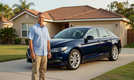 Car delivered to a driveway in Tampa, Florida, United States