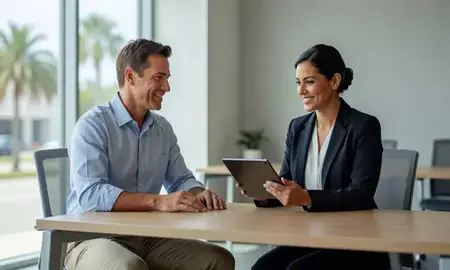 Customer discussing car shipping options in Tampa, Florida, United States
