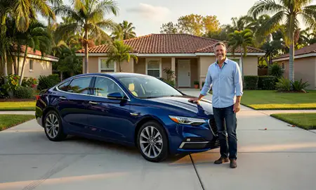 Customer with their delivered car in Winter Haven, Florida, United States