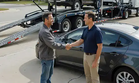 Vehicle owner beside their delivered car in Winter Haven, Florida, United States
