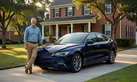 Customer with their delivered car in Georgia, United States