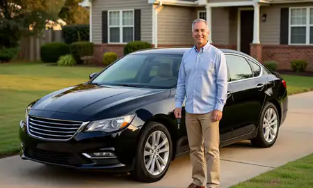 Car delivered to a driveway in Georgia, United States