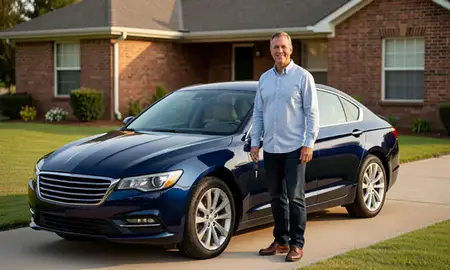 Car delivered to a driveway in Albany, Georgia, United States