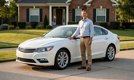 Customer with their delivered car in Alpharetta, Georgia, United States