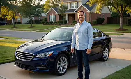 Car delivered to a driveway in Alpharetta, Georgia, United States